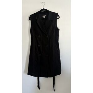 H&M Women'sMidi Black Sleeveless Double Breasted Blazer/ Vest Dress WorkCasual M